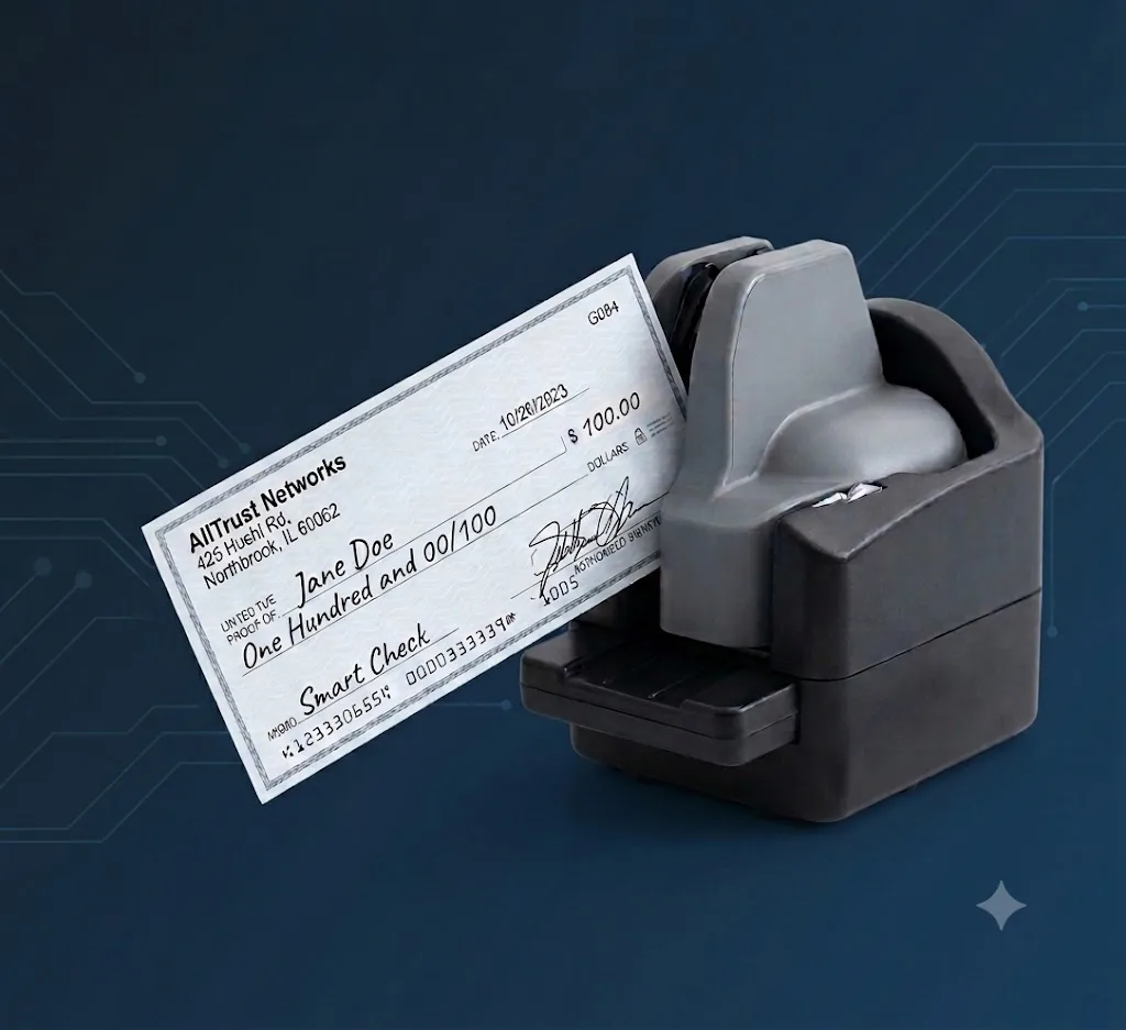 Check scanner capturing a check for electronic deposit