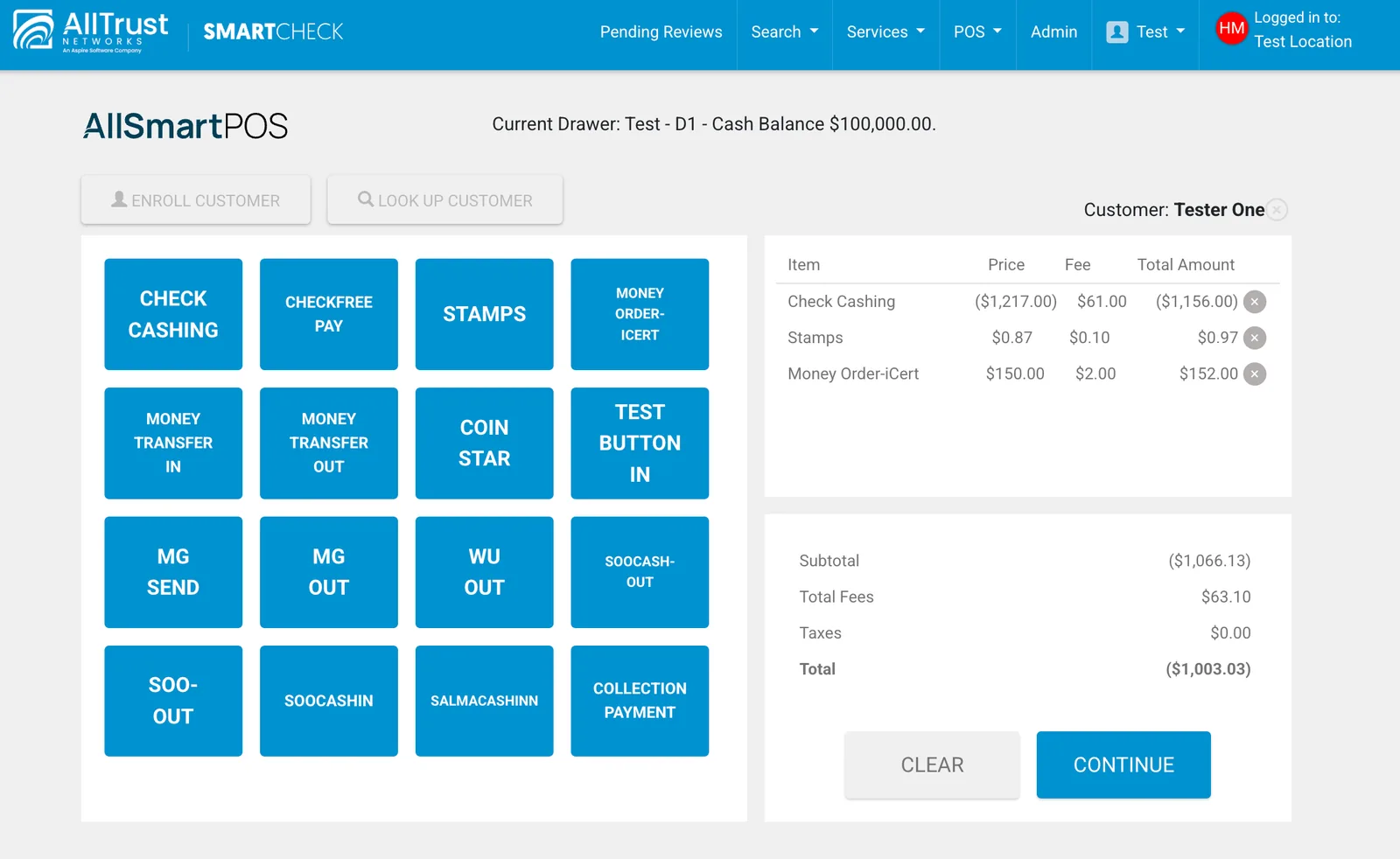 AllSmartPOS teller screen